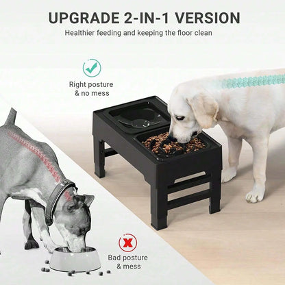 Adjustable Elevated Dog Bowl - Zero Splash  & Slow Feeder
